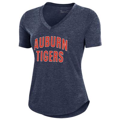 Auburn Under Armour Women's Breezy V-Neck Color Arch Tee