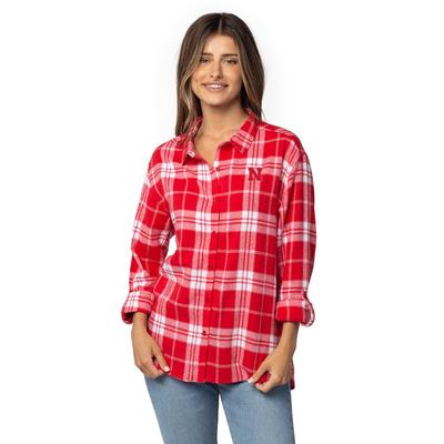 Nebraska University Girls Women's Boyfriend Plaid Shirt