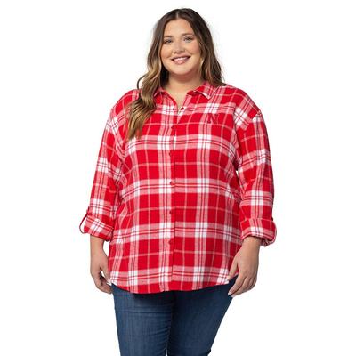 Nebraska PLUS University Girls Women's Boyfriend Plaid Shirt