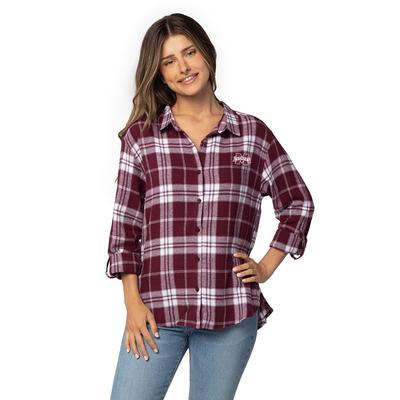 Mississippi State University Girls Women's Boyfriend Plaid Shirt