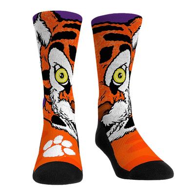 Clemson Split Face Mascot Crew Socks