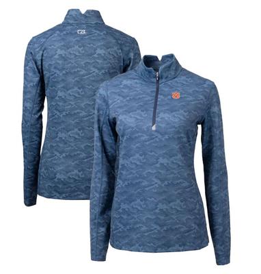 Auburn Cutter & Buck Women's Traverse Camo 1/4 Zip Pullover