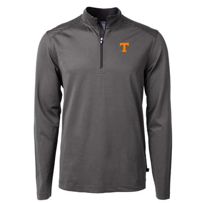 Tennessee Cutter & Buck Eco Pique Micro Stripe 1/2 Zip BLACK