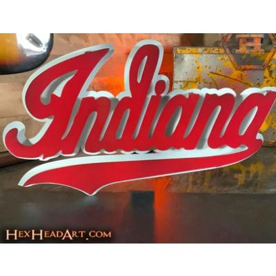 Indiana Hex Head Metal Script Wall Art 22 x 12