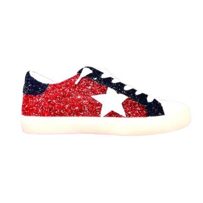 Red and Black Glitter Star Sneakers