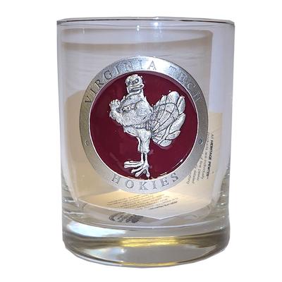 Virginia Tech Hokiebird Rocks Glass