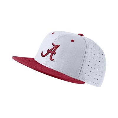 Alabama Nike Aero True Fitted Baseball Cap WHT/CRIMSON