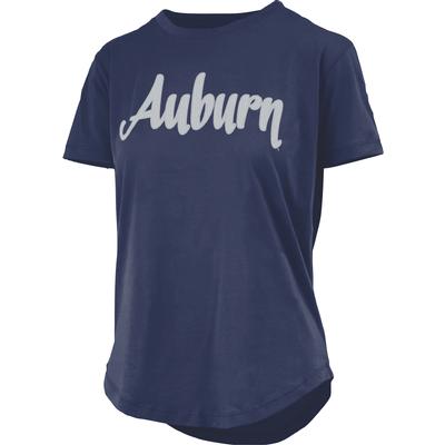 Auburn Pressbox Script Sequins Round Bottom Tee