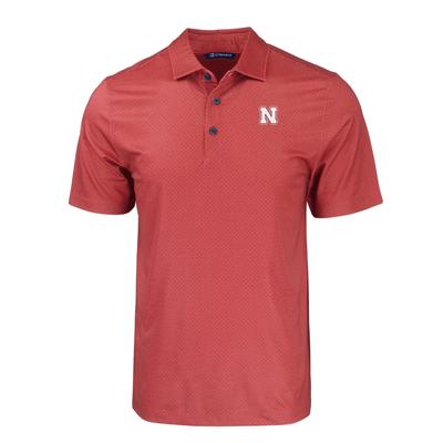 Nebraska Cutter & Buck Tonal Geo Print Polo