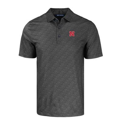 Nebraska Cutter & Buck Pike Eco Pebble Print Stretch Recycled Polo