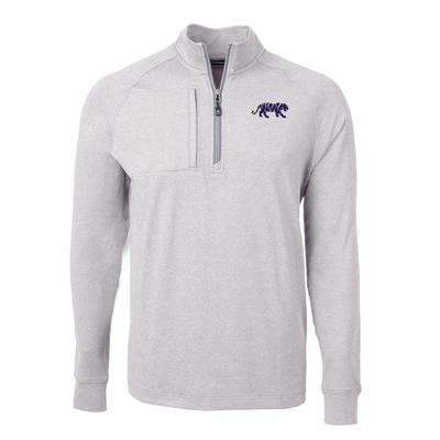 LSU Cutter & Buck Adapt Eco Knit Heather 1/4 Zip Pullover