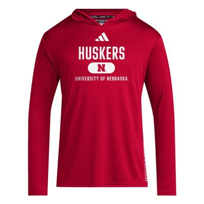 Nebraska Adidas Training Hooded Tee