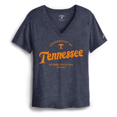 Tennessee League Women's Intramural Boyfriend V-Neck Top HTHR_LIB_NAVY