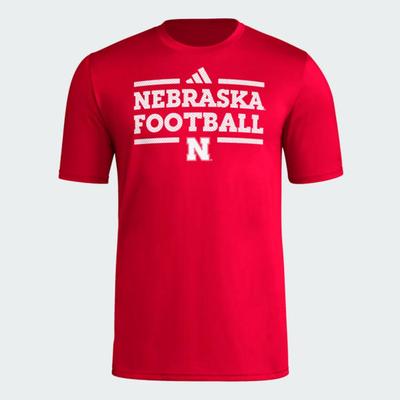 Nebraska Adidas Practice Football Pregame Tee