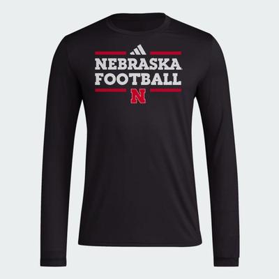 Nebraska Adidas Practice Football Pregame Long Sleeve Tee