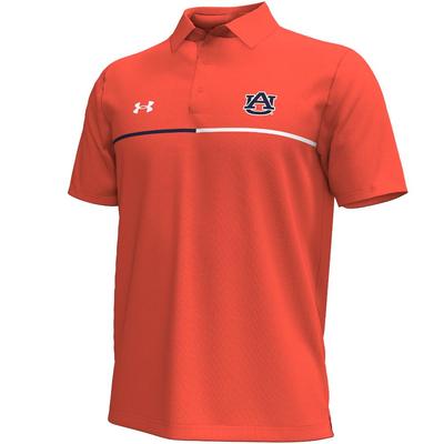 Auburn Under Armour Chest Stripe Polo ORANGE