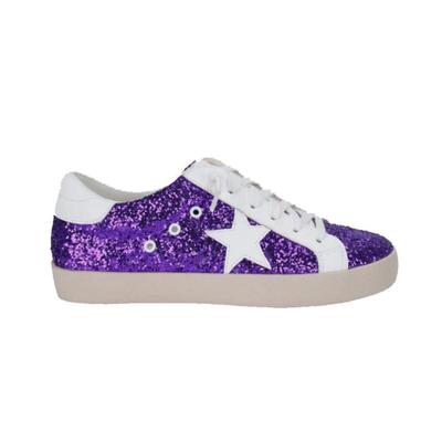 Purple and White Glitter Star Sneakers