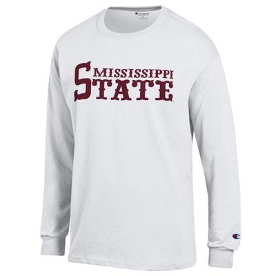 Mississippi State Champion Baseball Font Long Sleeve Tee