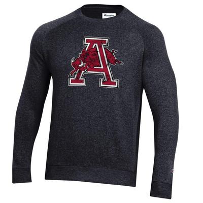 Arkansas Champion Vault Triumph Fleece Raglan Crew