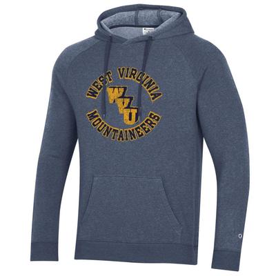 West Virginia Champion Vault Stack Triumph Fleece Raglan Hoodie