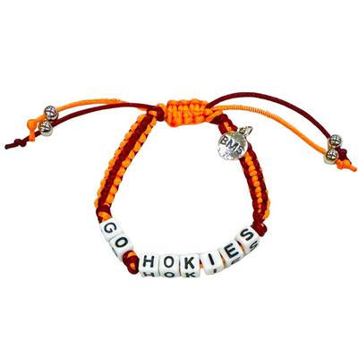 Virginia Tech Box Braid Bead Adjustable Bracelet