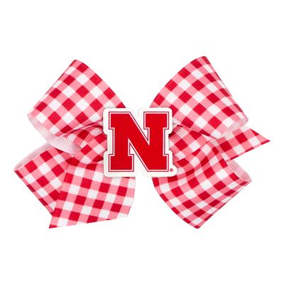 Nebraska Medium Gingham Grosgrain Hair Bow