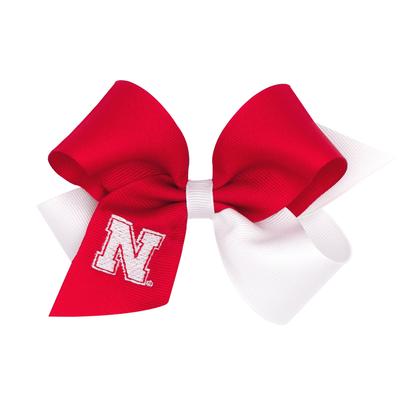 Nebraska Medium Two-Tone Grosgrain Hair Bow