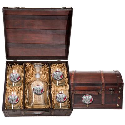 Heritage Pewter Decanter Chest Set (Elephant Emblem)