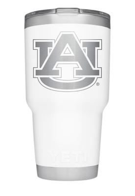 Auburn Yeti 30 Oz White Powder Coated Rambler