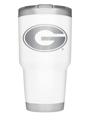 Georgia Yeti 30 Oz White Powder Coated Rambler