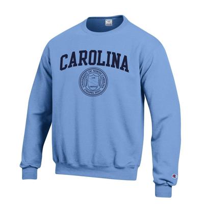 North Carolina Champion College Seal Fleece Crew LT_BLUE