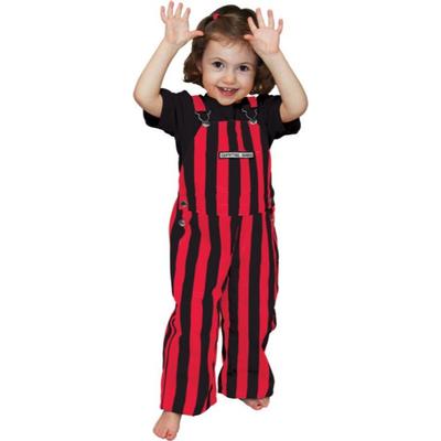 Red and Black Game Bibs Toddler Striped Overalls