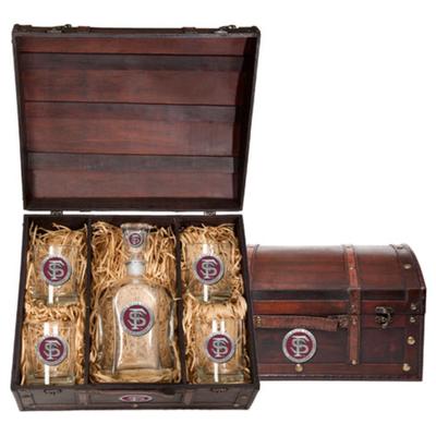 FSU Heritage Pewter Garnet Decanter Chest Set