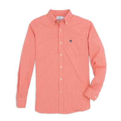 Auburn Southern Tide Men's Gingham Sport Shirt ORANGE