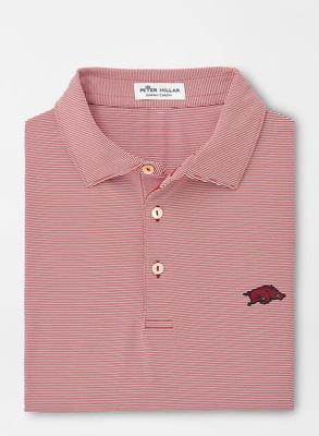 Arkansas Men's Peter Millar Crimson Jubilee Stripe Jersey Polo