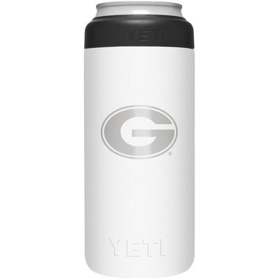 Georgia Yeti White Primary Logo Slim Colster