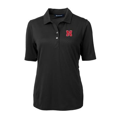 Nebraska Women's Cutter and Buck Virtue Ecopique Polo BLACK