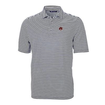 Auburn Cutter & Buck Striped Virtue Eco Pique Polo