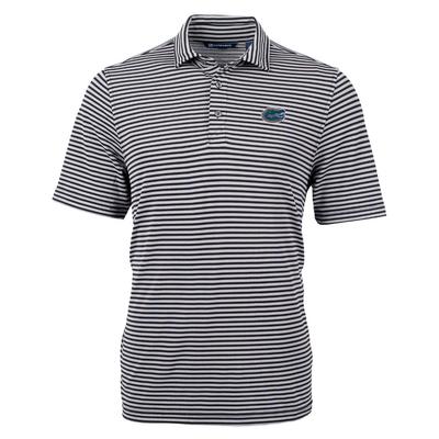 Florida Cutter & Buck Striped Virtue Eco Pique Polo BLACK