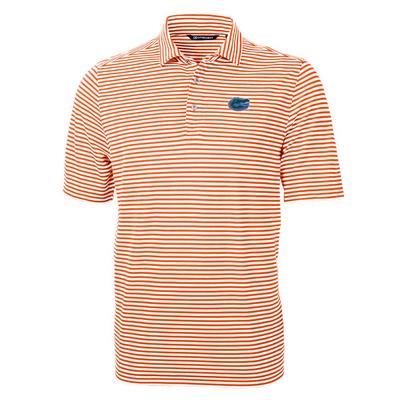 Florida Cutter & Buck Striped Virtue Eco Pique Polo ORANGE